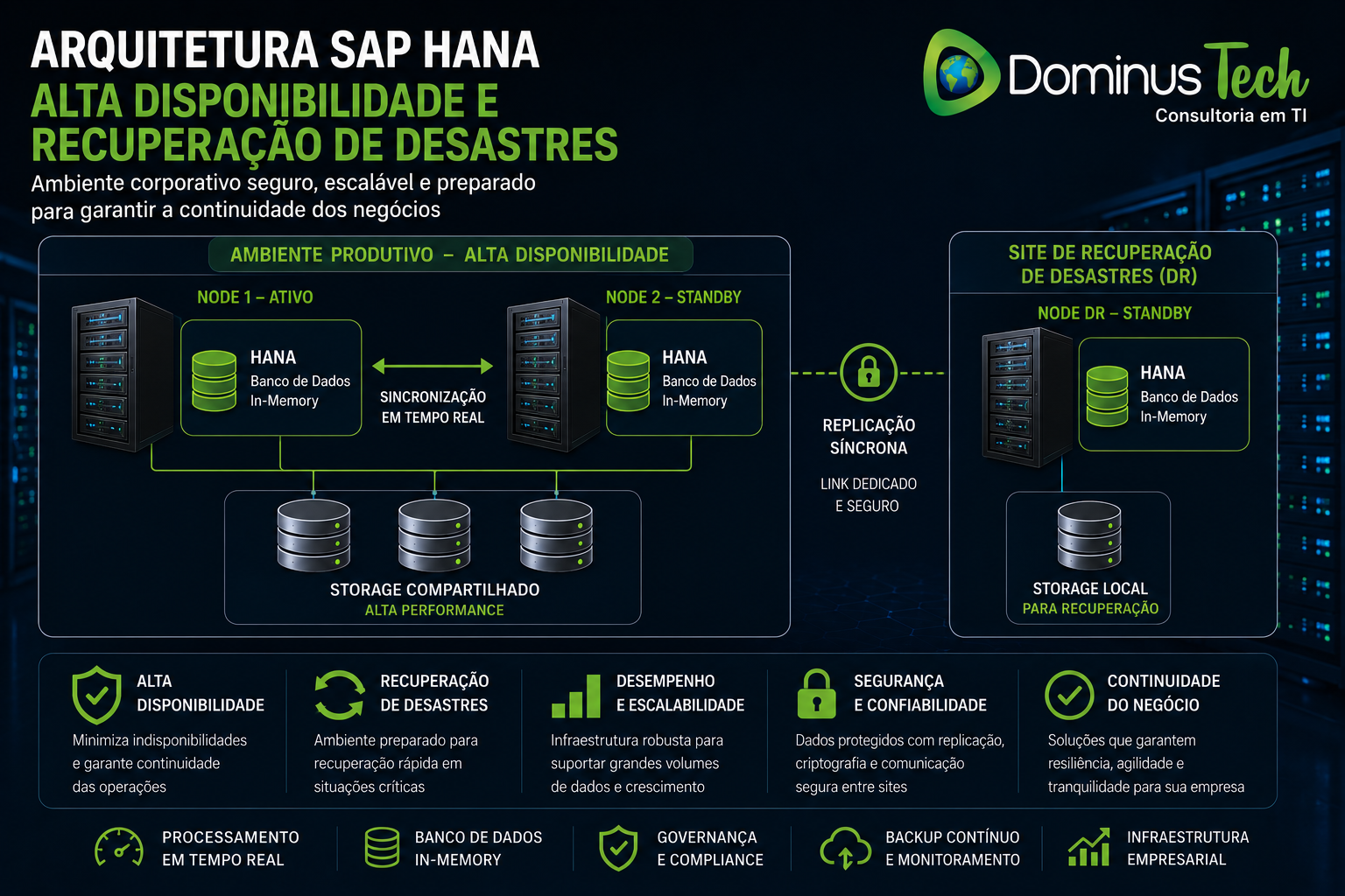 SAP HANA com alta disponibilidade em ambiente corporativo com replicação de dados e recuperação de desastres